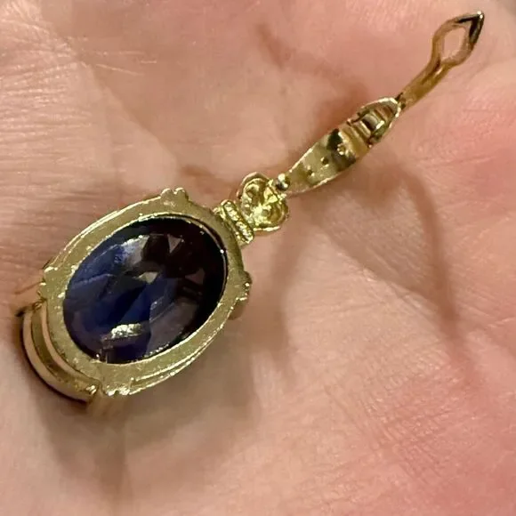Oval Tanzanite 18mm x 13.5mm Pendant Necklace Gold Vermeil 18” Vintage Style - Picture 7 of 11
